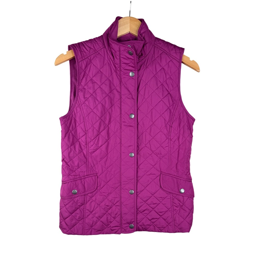 Talbots Quilted Button Down Vest size XS Purple